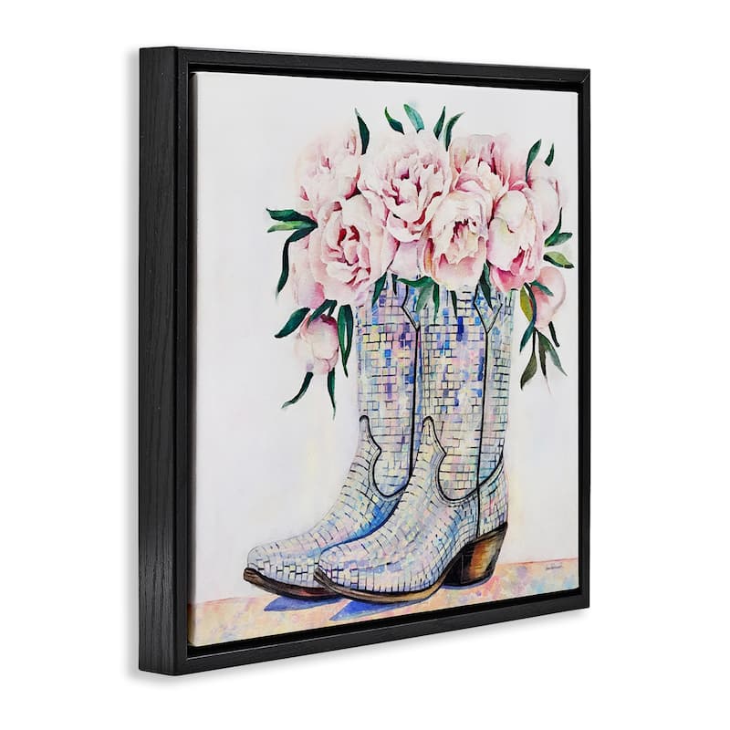 Stupell Rose Filled Cowgirl Boots Framed Floater Canvas Wall Art Design By Amanda Greenwood