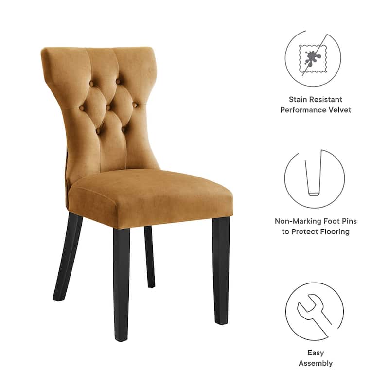 Silhouette Performance Velvet Dining Chairs - Set of 2 - N/A
