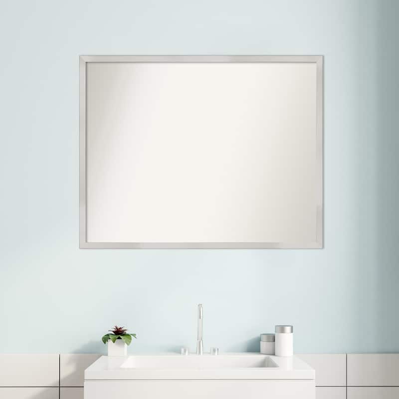 Non-Beveled Wood Bathroom Wall Mirror - Svelte Silver Frame
