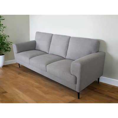 HomeRoots 84" Light Gray Linen Sofa With Black Legs - 84