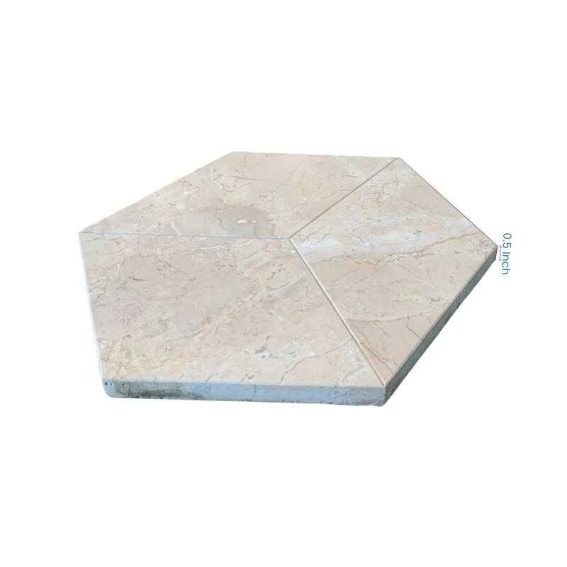 Roomfitters Hexagon Natural Marble Tile, Honed Stone for Wall and Floor, Genuine Marble, 12-Piece Box, Gold Yellow Beige