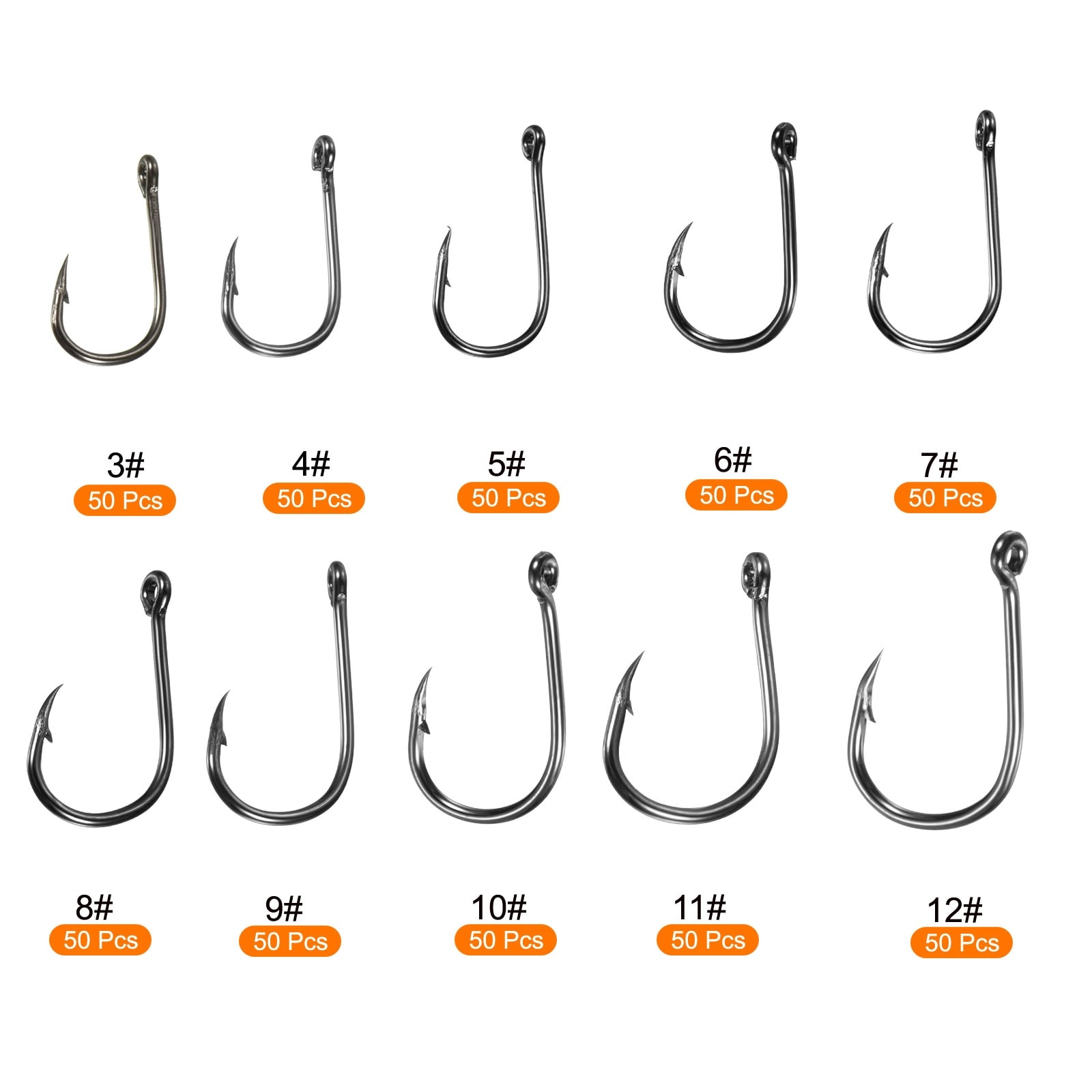 500Pcs 10 Sizes High Carbon Steel Claw Fish Fishing Hooks with Barbs - Bed  Bath & Beyond - 36511724