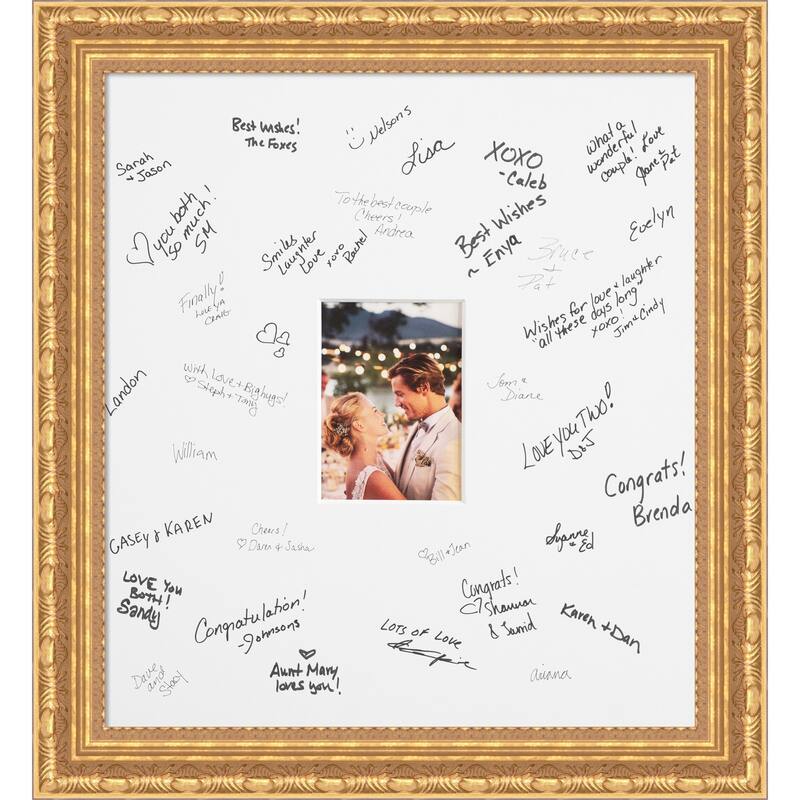 Versailles Signature Mat Picture Frame - Autograph Photo Frame Guest Book Alternative for Weddings, Graduations, or Retirement