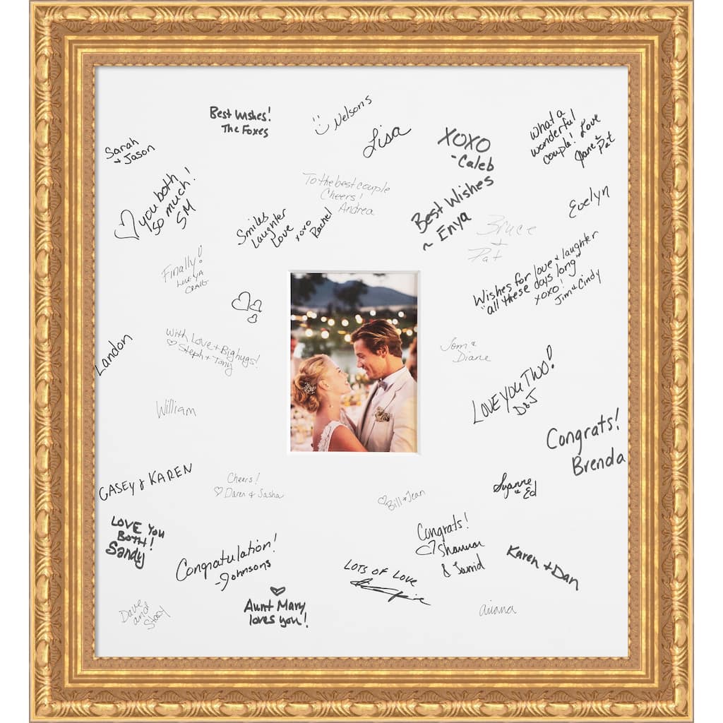 Versailles Signature Mat Picture Frame - Autograph Photo Frame Guest Book Alternative for Weddings, Graduations, or Retirement