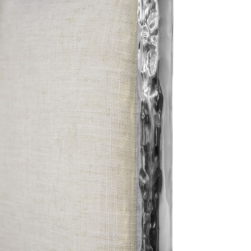 Furniture of America Zayen Modern Beige Upholstered Queen Size Hammered Metal Platform Bed