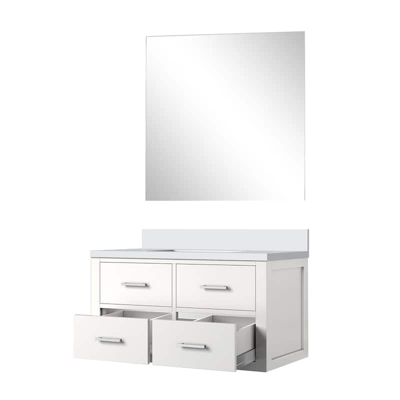 Castor Bath Vanity with Cultured Marble Top, Sink and Mirror