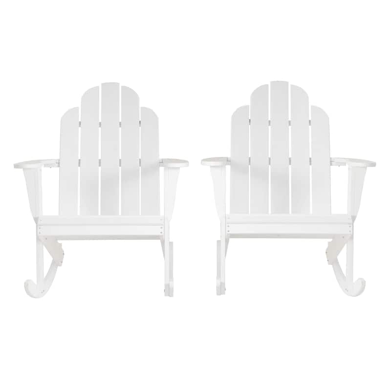 Gavil White Acacia Wood Adirondack Rocking Chair (Set of 2)