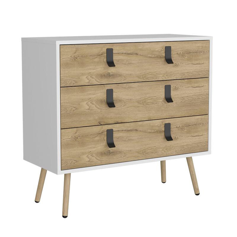 Dresser for Bedroom, Modern 3-Drawer Unit with Handles