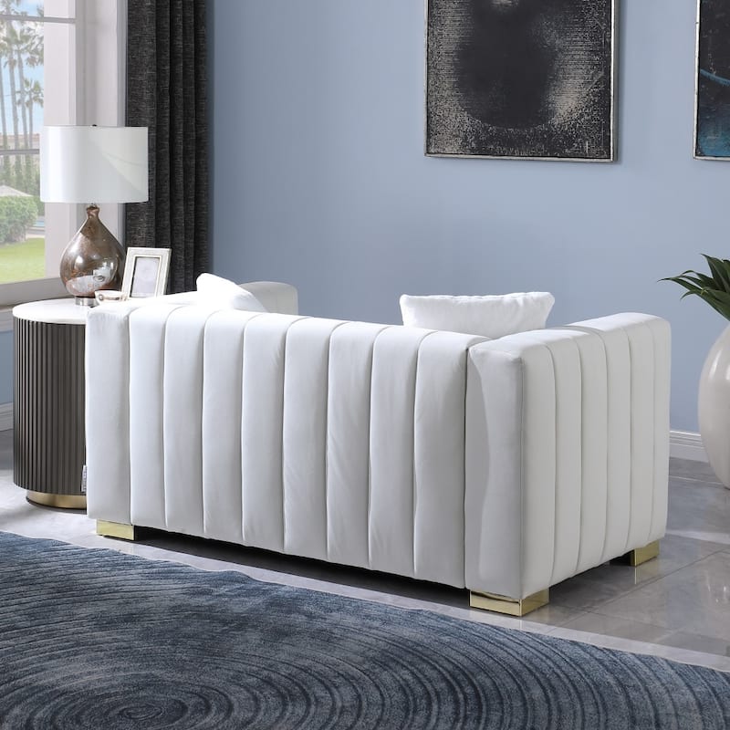 62.6" Modern 2-seater Velvet Channel Loveseat Sofa