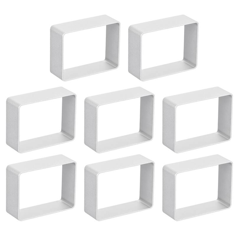 8pcs Metal Cookie Cutters Set, Aluminum Alloy Rectangle Cookie Cutter, Silver