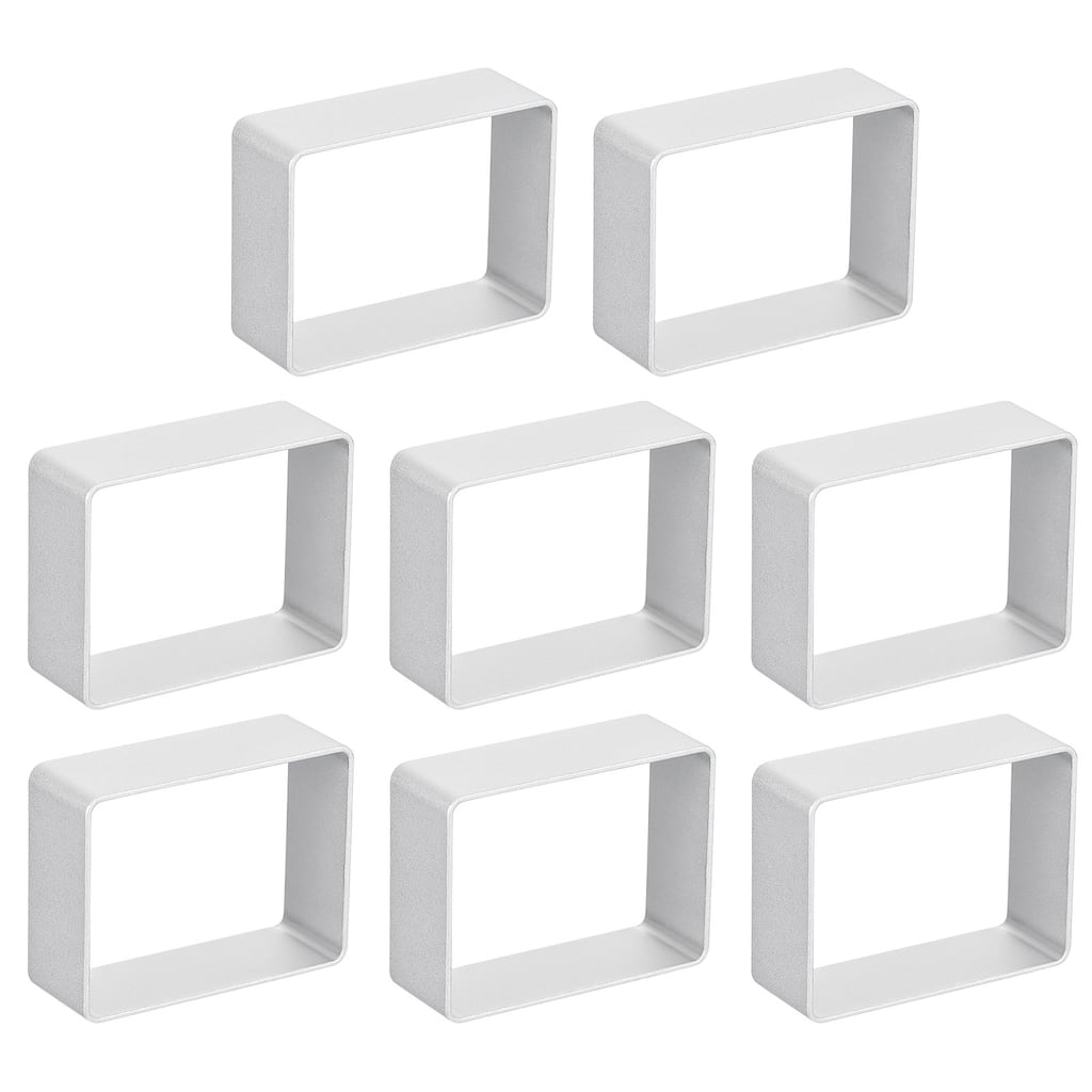 8pcs Metal Cookie Cutters Set, Aluminum Alloy Rectangle Cookie Cutter, Silver