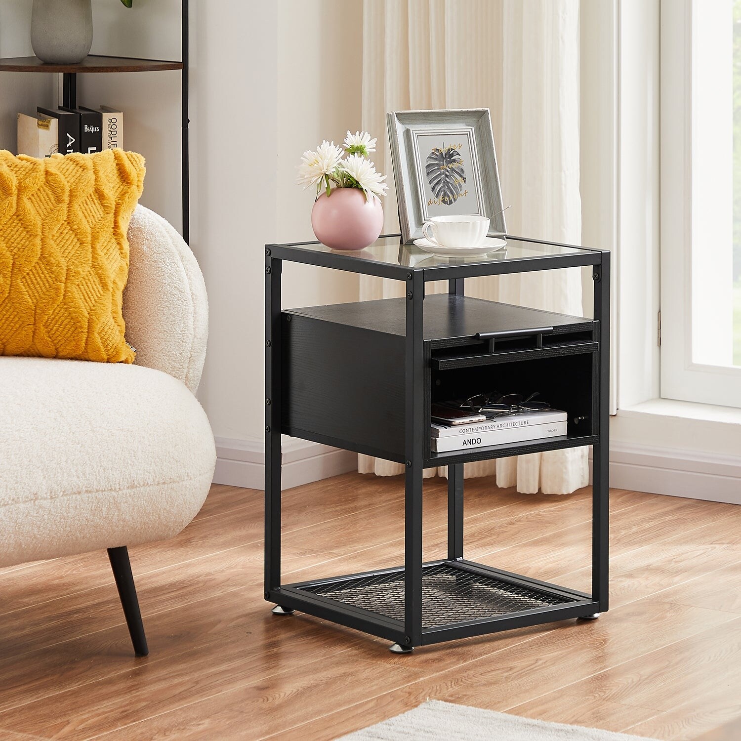 Glass nightstand set hot sale of 2