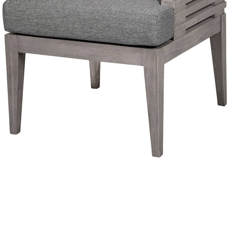 Hida 24 Inch Outdoor Patio Dining Chair, Ridged Gray Wood, Olefin Cushions
