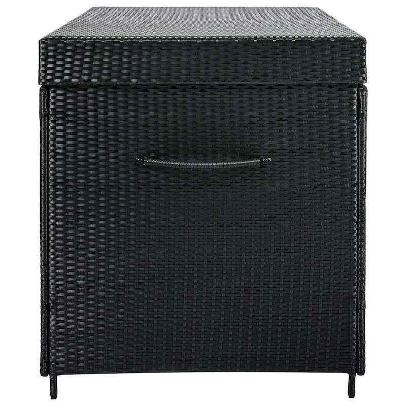 230 Gallon Wicker Deck Box Outdoor Storage with Wheels and Lockable Lid