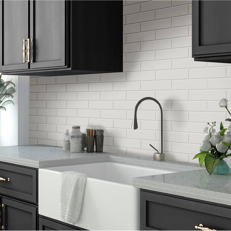 Apollo tile 2" x 8" Arte Matte White Ceramic Tile (6.46 sq ft/case) - 60 Pack