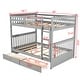 preview thumbnail 21 of 34, Full over Full Size Bunk Bed with Ladders, Solid Wood Kids Storage Bed Frame with 2-Storage Drawers for Bedroom, Walnut