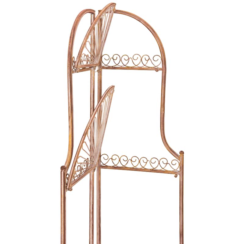 SAFAVIEH Shyla Victorian Wrought Iron 4-Tier Outdoor Corner Shelf - 14 In. W x 14 In. D x 60 In. H - 14Wx14Dx60H