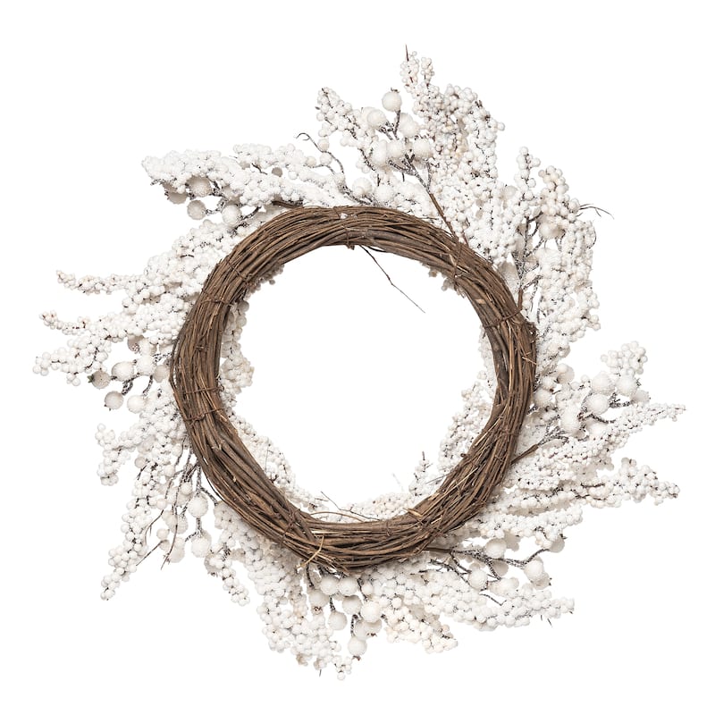 Transpac Foam 24 in. White Christmas Winter Berry Wreath