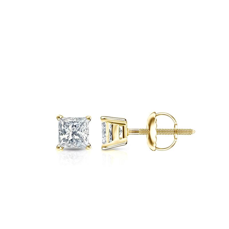 Auriya 1/3ctw Princess-cut Diamond Stud Earrings 14k Gold - Yellow