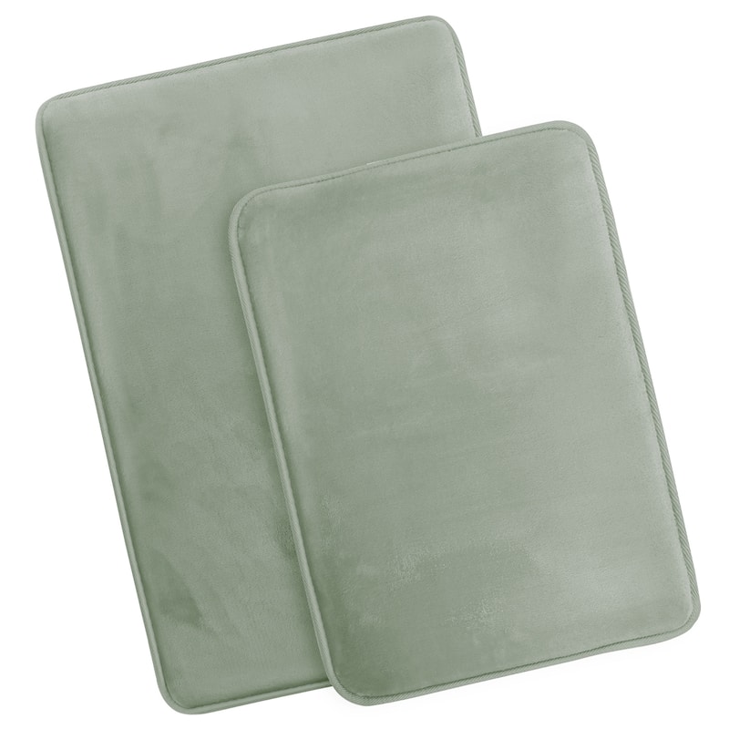 Clara Clark Ultra Soft Plush Bathroom Rug - Non-Slip, Velvet, Memory Foam Bath Mat - Set of 2