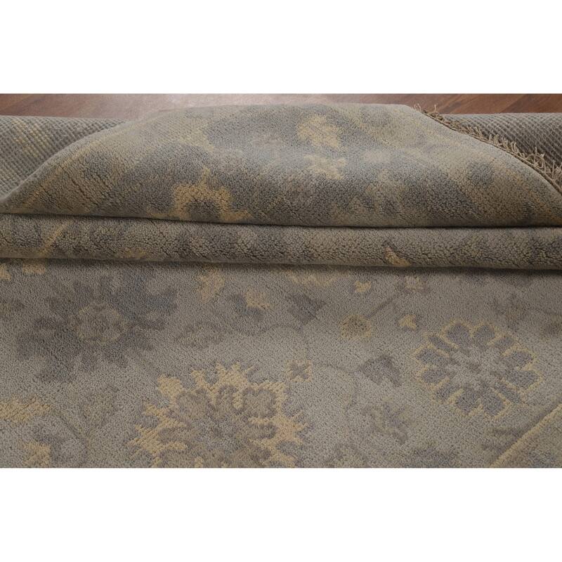 Gray Oushak Indian Area Rug Handmade Wool Carpet - 6'2" x 8'10"