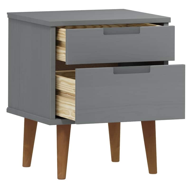 vidaXL Bedside Cabinet Grey Solid pine wood with UV varnish Standard
