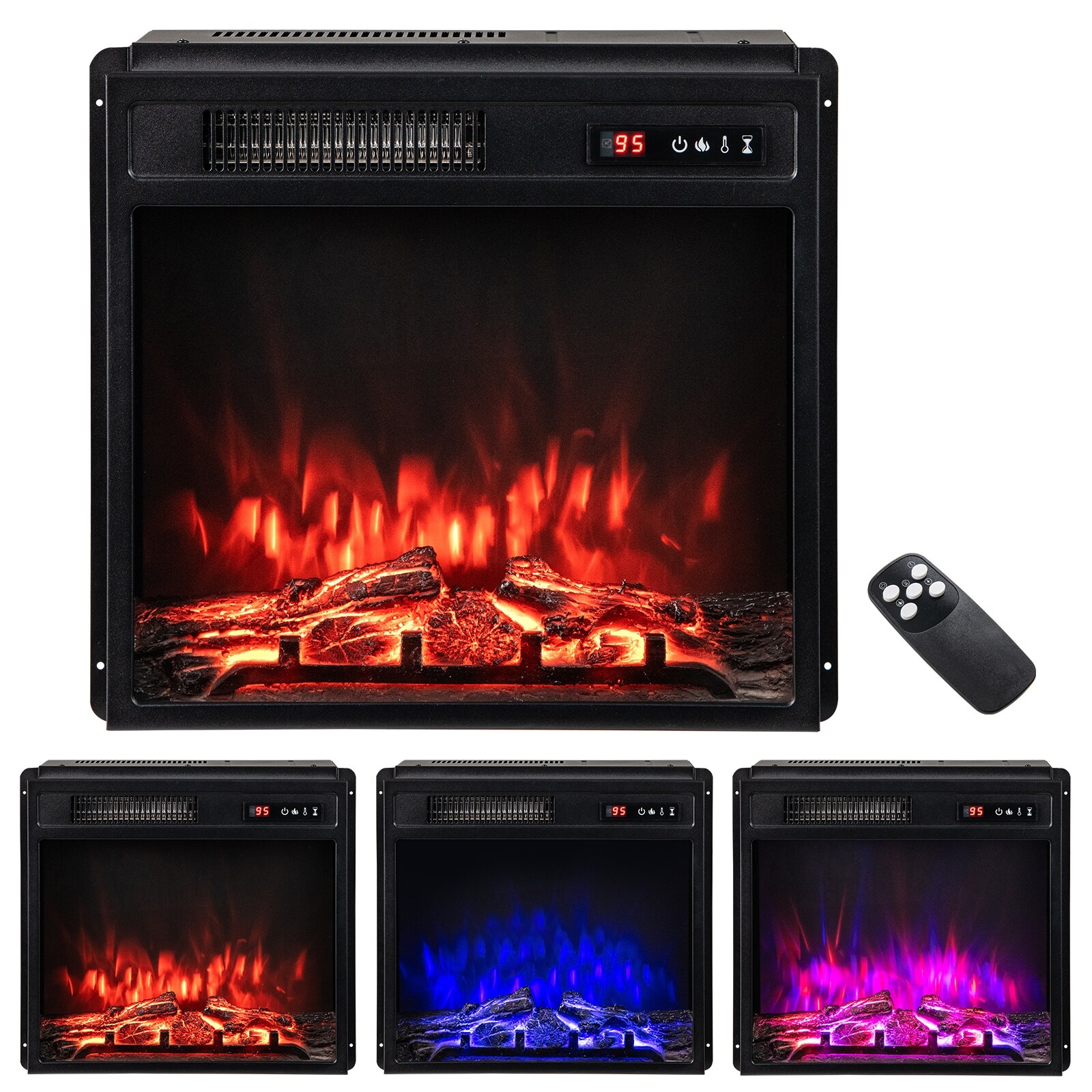 Gymax 18'' Electric Fireplace Insert w/ Remote Control 9H Timer