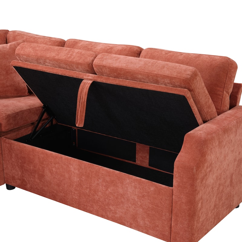 Roomfitters L-Shaped Sectional Sofa Bed with Sleeper and Hidden Storage Compartment for Living Room