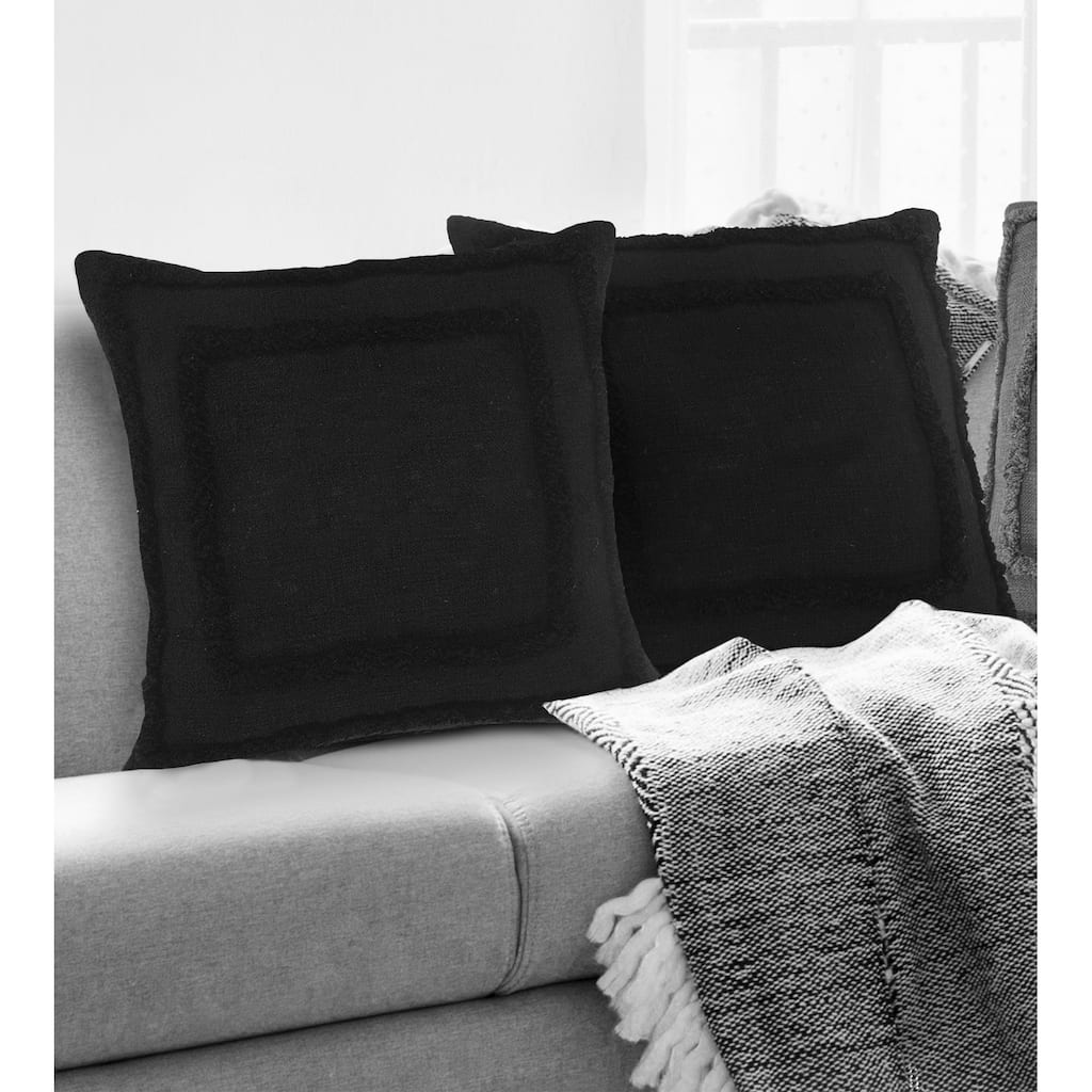 Sevita Bordered Cotton Throw Pillow, Set of 2