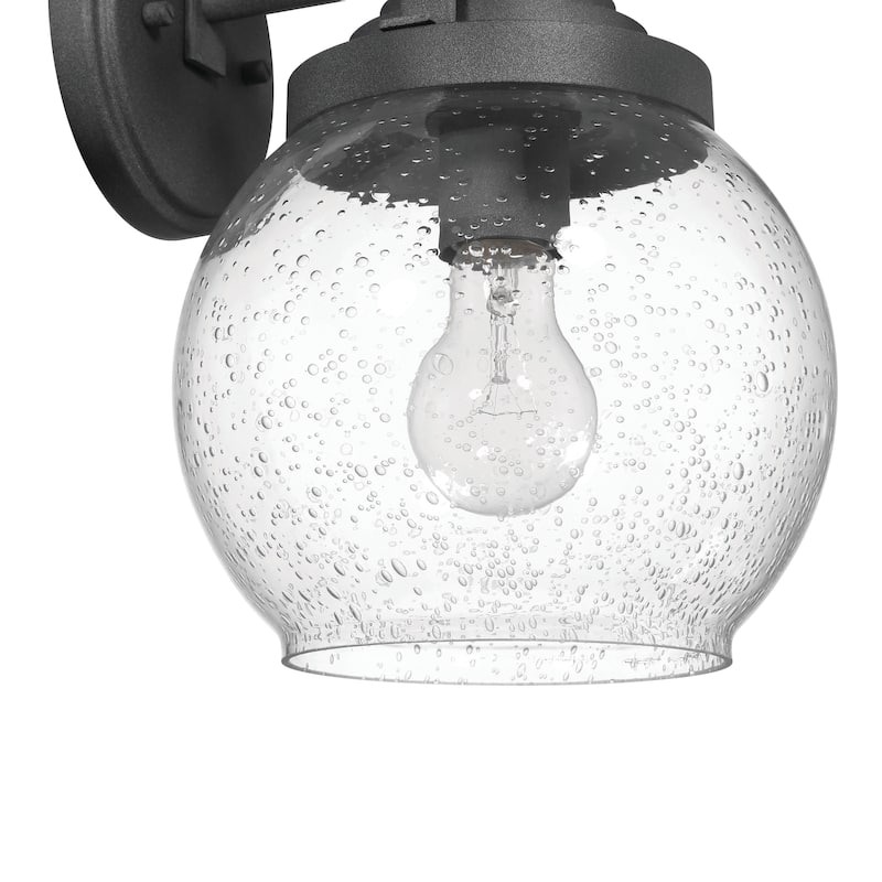 Bertram Seedy Glass Globe and Metal Wall Mounted Outdoor Light - 9.3"L x 8.3"W x 11.9"H