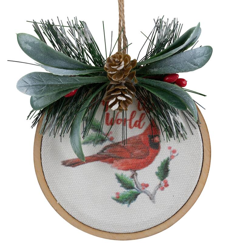 5.25" "Joy to the World" Cardinal Christmas Disc Ornament