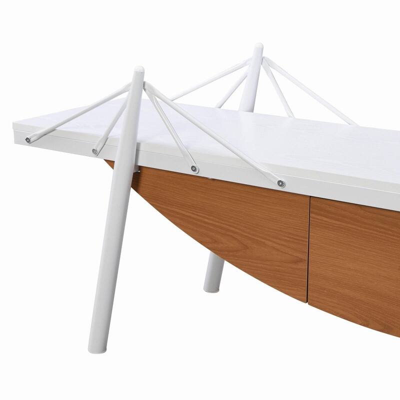 70.87" Modern Entertainment Center with Drawer, Wood Sailboat-Shaped TV Stand Media Console Table