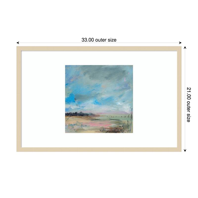 Copse and Sky by Lesley Birch Wood Framed Wall Art Print - Svelte Natural - 33 x 21 in