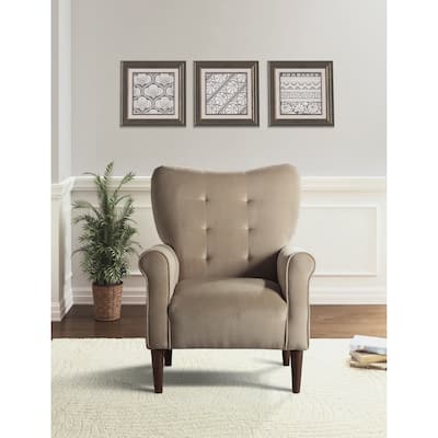 Classic Accent Chair Velvet Upholstery Tufted Back Seat