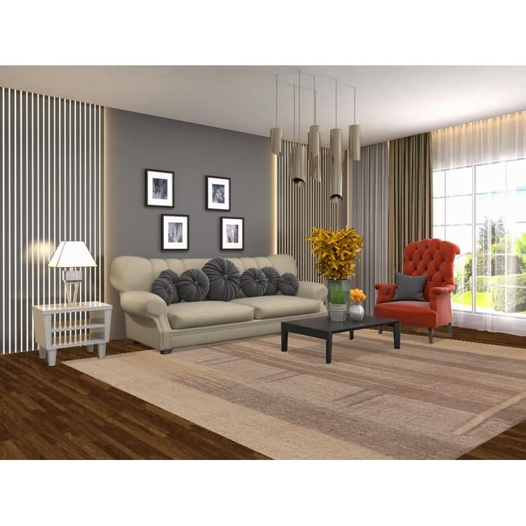 Hand Woven Oriental 100% Jute Carpet Modern Stripe Brown Kilim Area Rug - 9' 9'' X 8' 7''