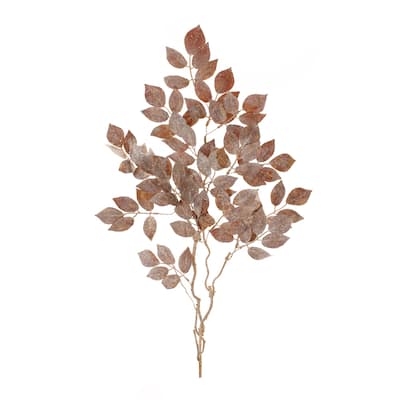 Glittered Velvet Leaf Spray (Set of 2) - N/A