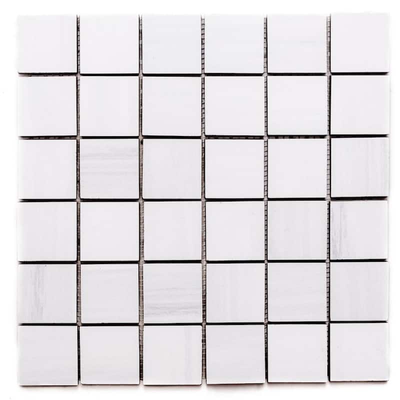 Soho 2x2 Matte Marble Look Porcelain Grid Mosaic Tile - Floor, Wall, Backsplash - 1 Sheet (1 Sq. ft.) - Blanco