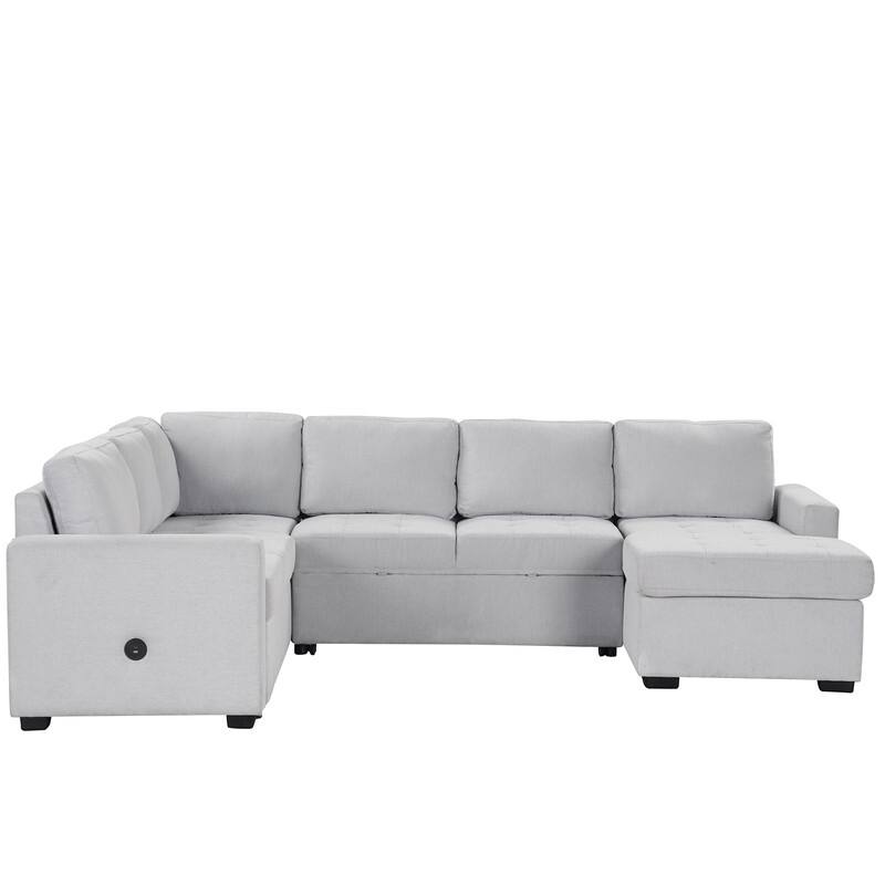 108.3-In Modern U Shape Sectional Sofa,Upholstered Sleeper Sofa with Chaise,Charging Station