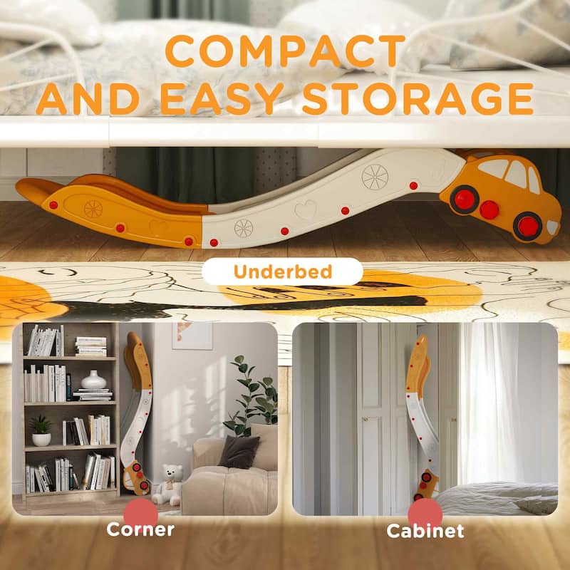 Extra Long Yellow Kids Slide for Sofa and Bed with Safe Buffer Design for Toddlers 18 to 48 Months