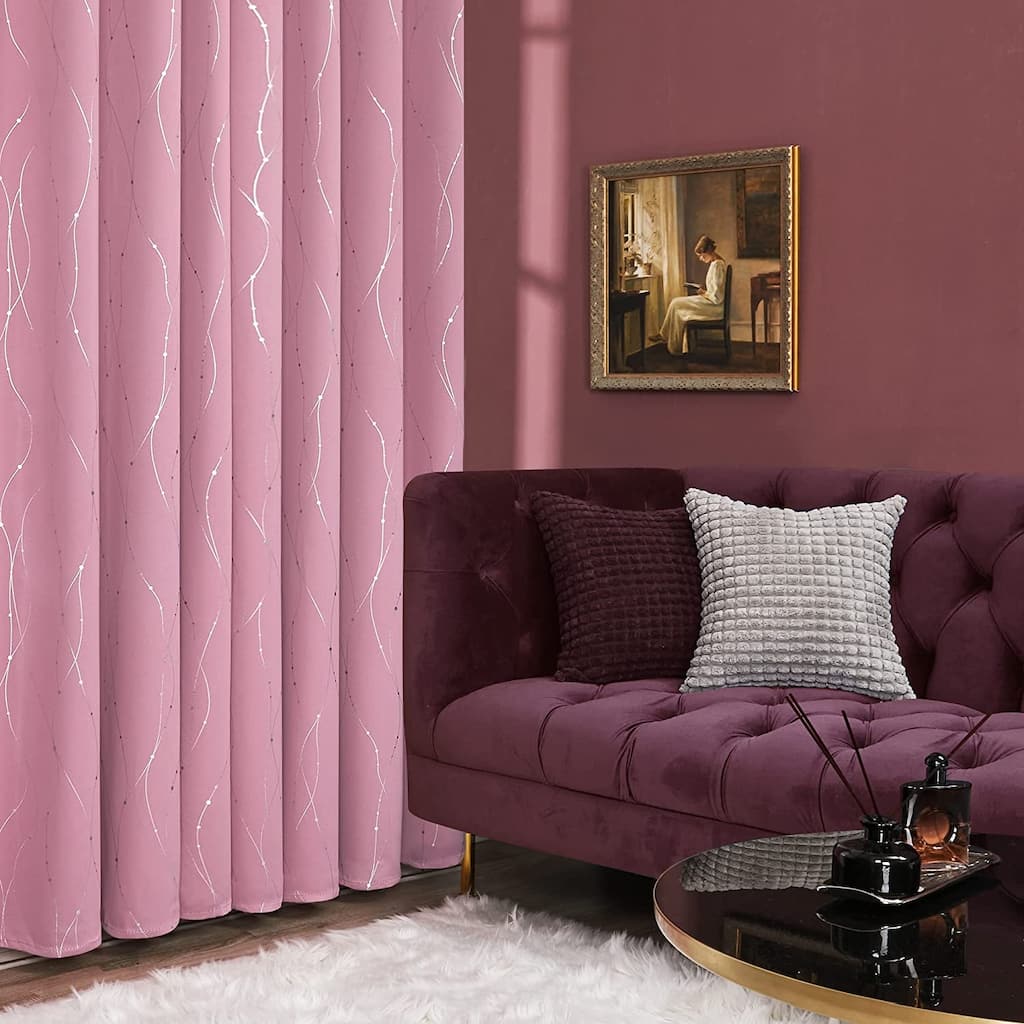 Deconovo Colorful Silver Line and Dots Curtains 38 Width(2 Panel)