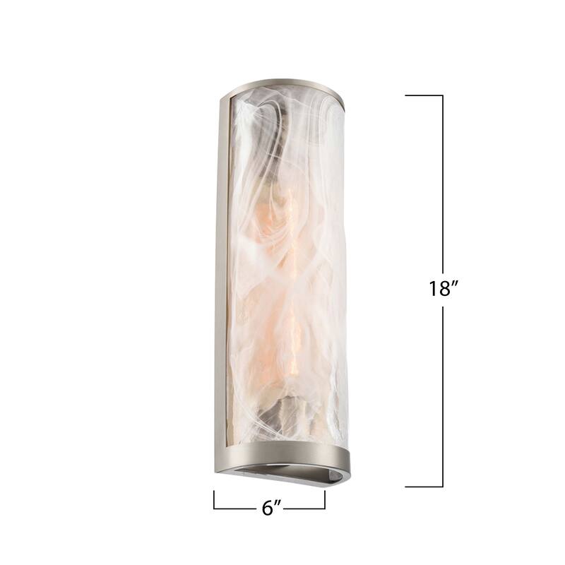 Artcraft Skye 2-Light Wall Sconce - Wispy White Murano Style Alabaster Glass Shade
