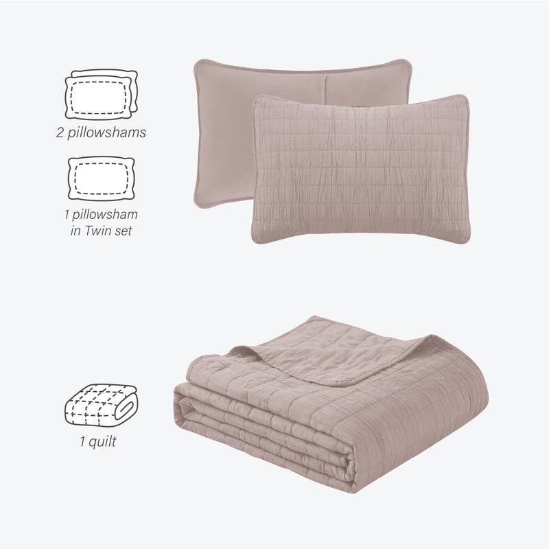 Swift Home Crinkle Enzyme Wash Oversized Coverlet/Bedspread Quilt Sets