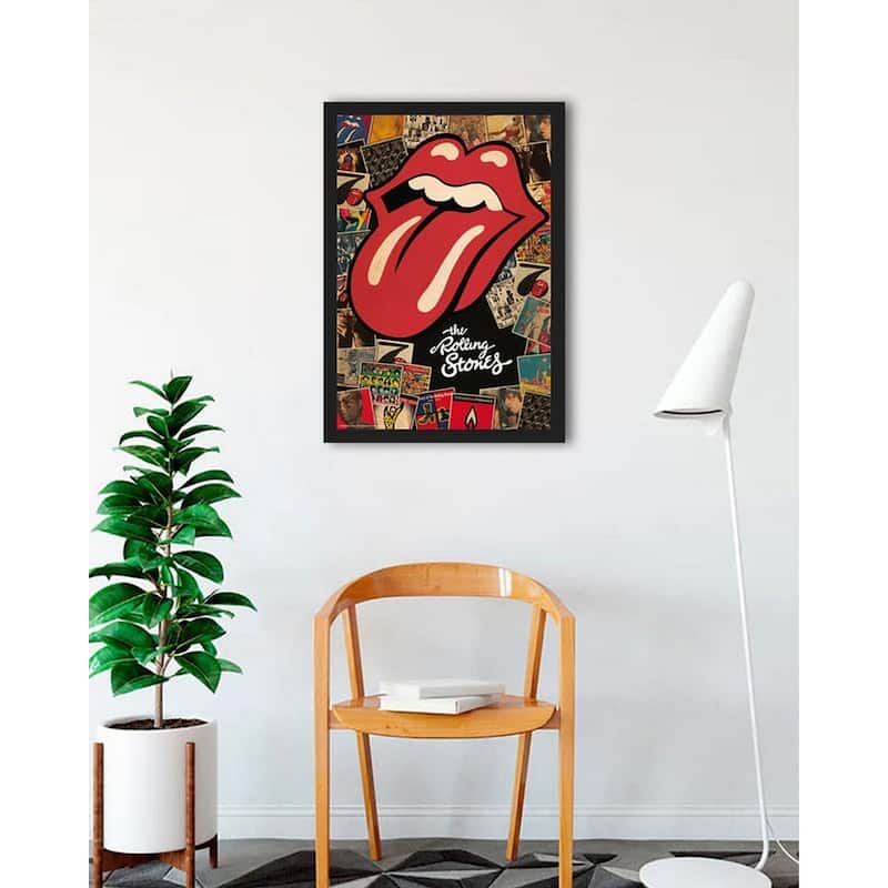 Rolling Stones Collage Framed Poster - 24 x 36 Inch