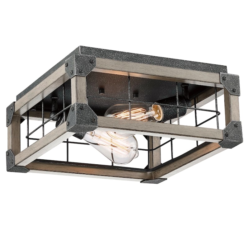 2 Light Caged Square / Rectangle Flush Mount - 12.97"x12.97"x5.83"