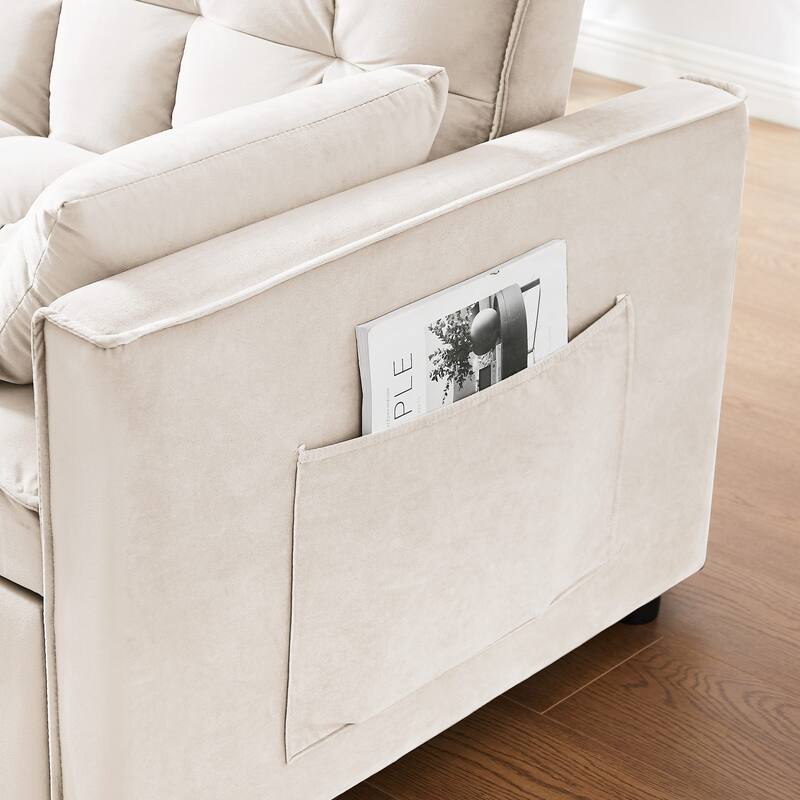 Modern Velvet 3-in-1 Convertible Sofa Bed
