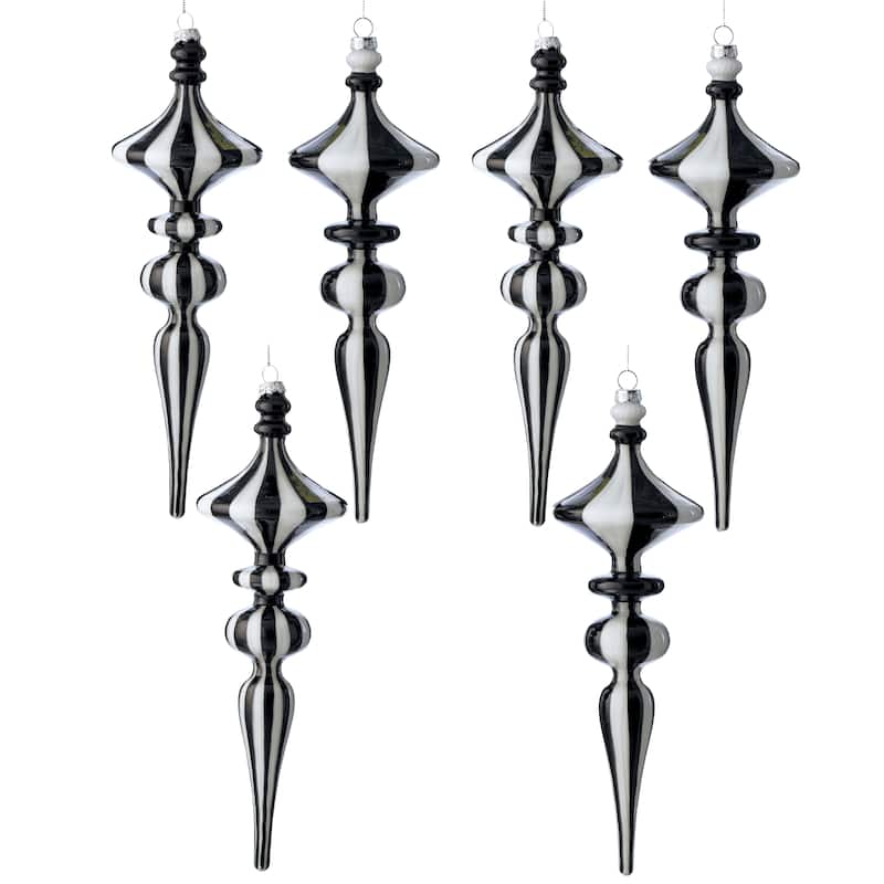 11.5" Glass Stripe Finial Ornament