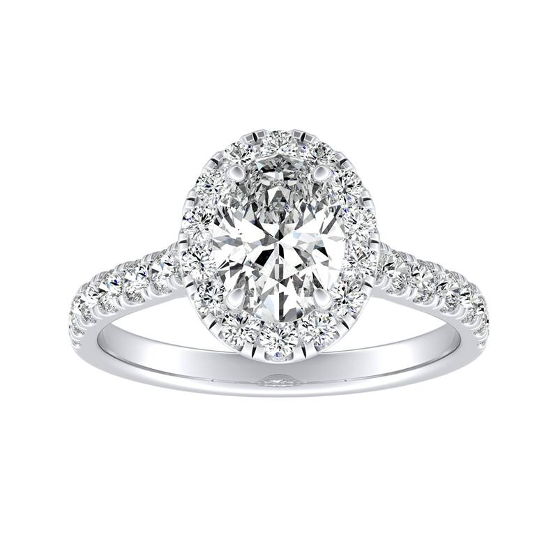 Auriya 14k Gold Classic Oval-cut Halo Diamond Engagement Ring 7/8ctw - White - 7.5