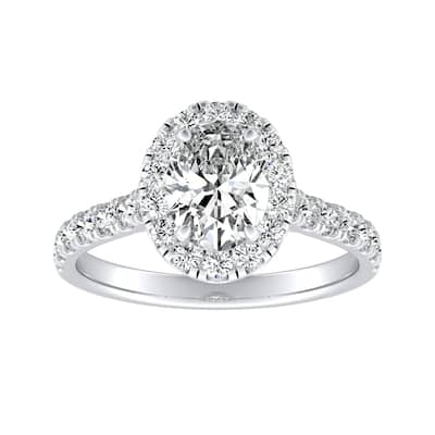Auriya 18k Gold Classic Oval-cut 1cttw Halo Diamond Engagement Ring
