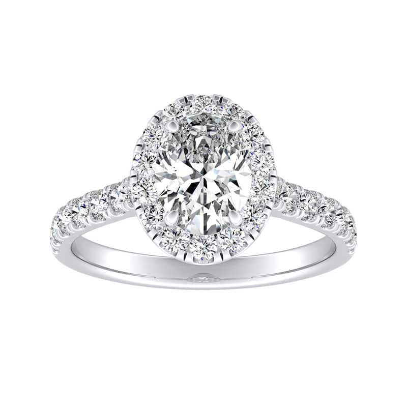 Auriya 18k Gold Classic Oval-cut 7/8cttw Halo Diamond Engagement Ring (H-I, SI1-SI2) - White - 4.5