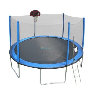 SkyBound 14ft Trampoline with Enclosure Net, Outdoor Trampoline for Kids and Adults (Blue)